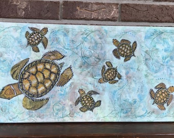 Sea Turtle Wall Art / Sea Turtle Babies Wall Art / Watercolor Wall Art / Sea Turtle Watercolor Painting / Watercolor / Housewarming