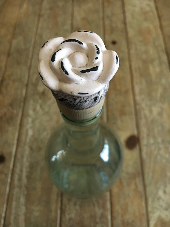 Rose Wine Bottle Stopper / Pink Rose Bottle Stopper / Etsy