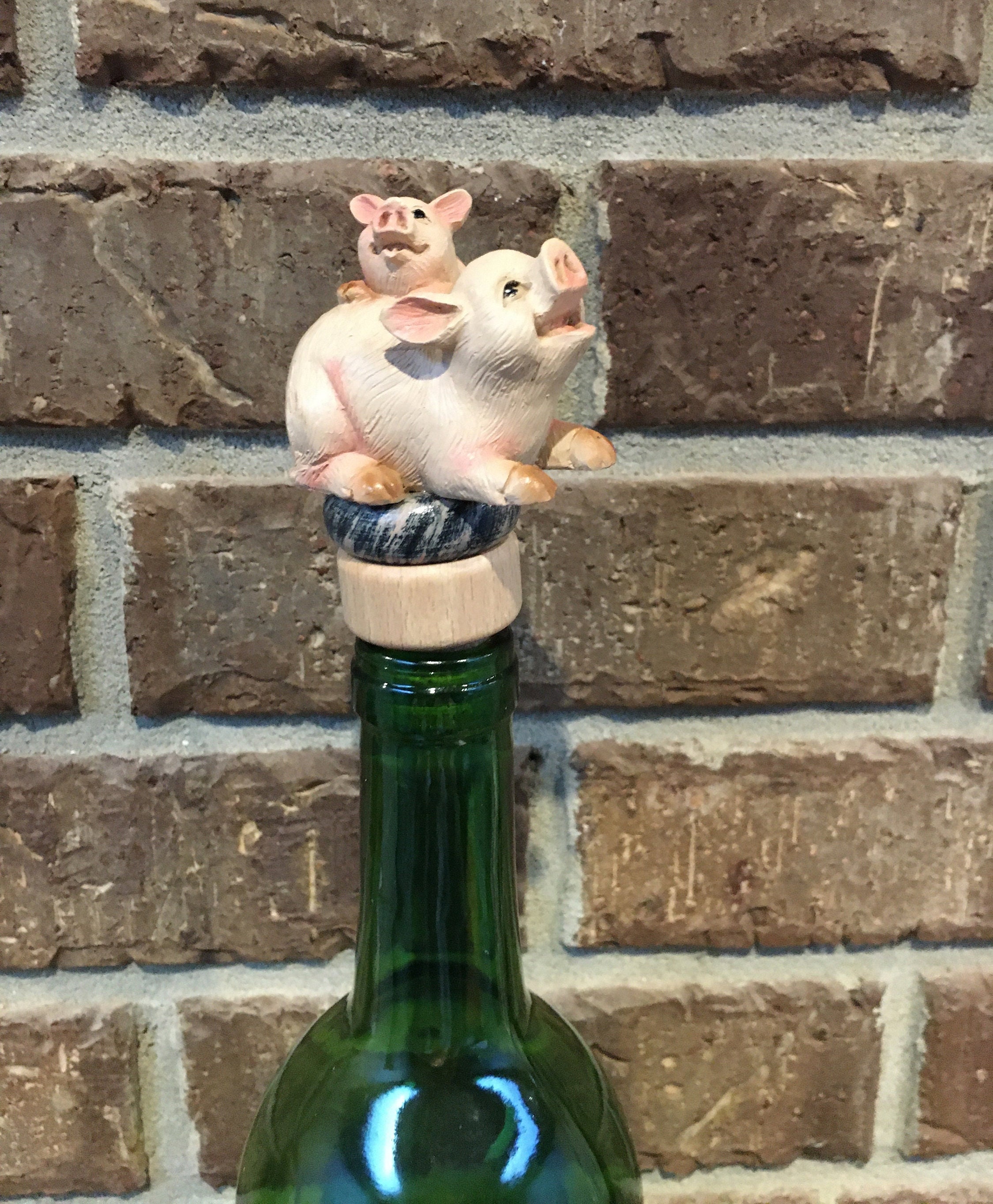 Mama & Baby Pig Wine Bottle Stopper / Pig Wine Stopper / Etsy