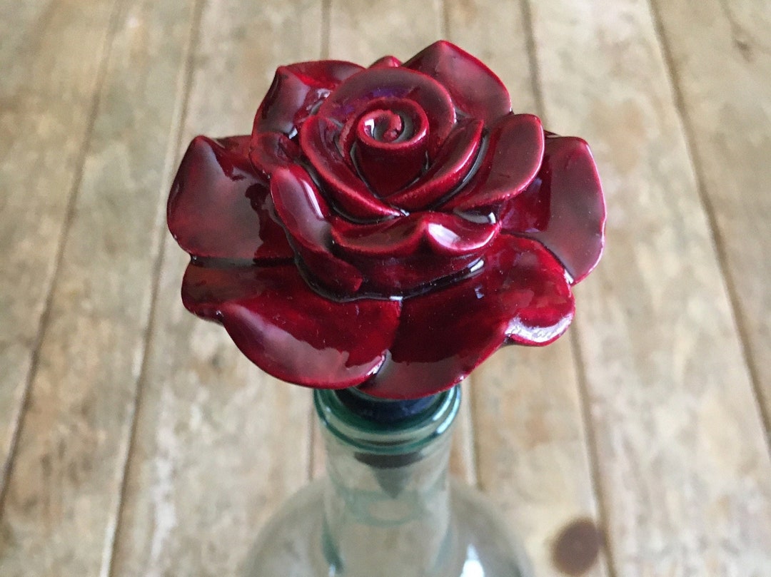 Red Rose Wine Stopper / Rose Bottle Stopper / Flower Wine Stopper / Floral Bottle Stopper / Wine