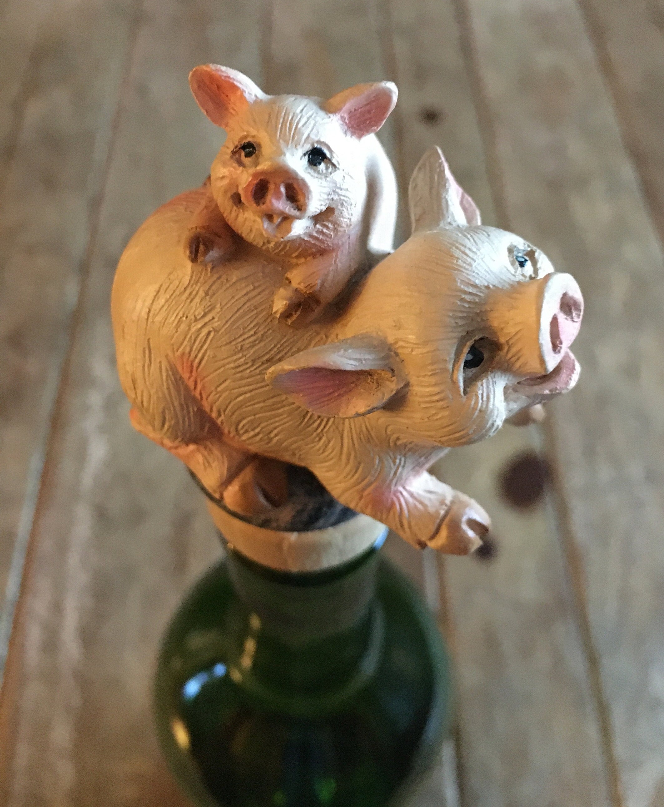 Mama & Baby Pig Wine Bottle Stopper / Pig Wine Stopper / Etsy