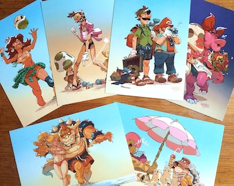 Summer Mario Bros. Postcards Prints
