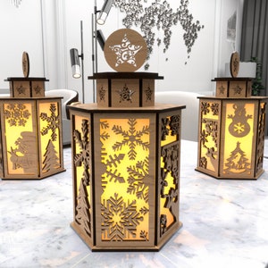 Christmas Deer Lantern: Laser Cut Table Centerpiece (Digital Download)