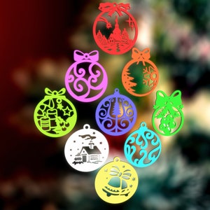 Nouvel an 9 boules de Noël décorations d&#39;arbre artisanat suspendu boules de Noël modèles d&#39;art en papier téléchargement numérique Svg-Dxf-Pdf-Ai-Cdr 2024