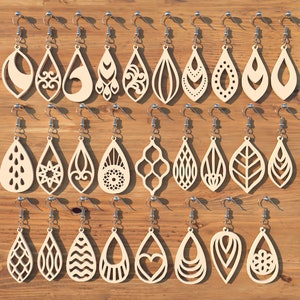 27 orecchini bundle modelli a goccia tagliati al laser per gioielli da donna download digitale Svg-Dxf-Pdf-Ai-Cdr Glowforge Cricut Jewelry Pendants