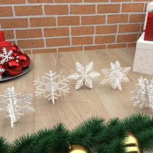 Christmas 3D Snowflakes Set of 5  SVG Digital Download for Glowforge or Laser Digital Download Bundle with Svg-Dxf-Pdf-Ai-Cdr For  2024