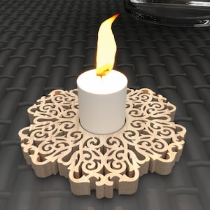 Snowflake Christmas Candle Holder Set: Laser Cut Design (Digital Download)