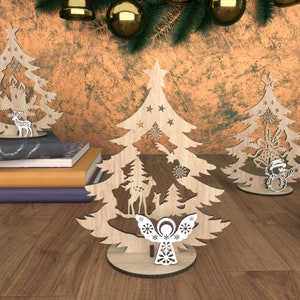 Laser Cut Christmas Tree SVG: Deer & Snowman Designs (Digital Download)