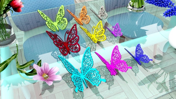 3D Butterfly SVG Set of 9: Laser Cut Files (Digital Download)