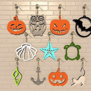 Sea Wood Earrings 11 Laser Cut Files| Vacation Design |Glowforge Pumokin Jewelry  Digital Download Earring Bundle with Svg-Dxf-Pdf-Ai-Cdr