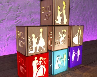 Valentines Day Gift for Girlfriend and Boyfriend | 7 Different Laser Cut Files | Valentine&#39;s Day Gift for Her, Wife, and Women SVG, DXF, AI