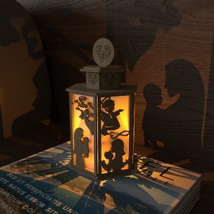 Mother & Child Candle Holder: Laser Cut Tree Table Lamp (SVG Digital Download)