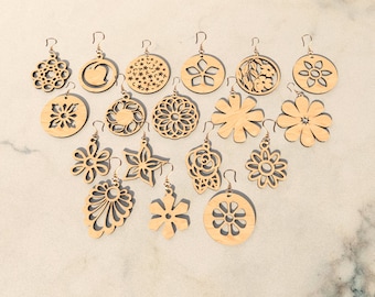 Earring Bundle with Svg-Dxf-Pdf-Ai-Cdr Files | Wood Earrings Laser Cut File |  Cricut Design | Glowforge Jewelry Pendants Digital Download