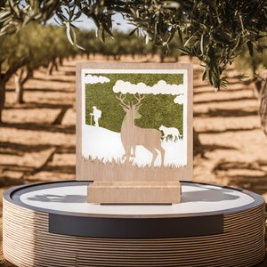 Candle Holder Laser Cut Tree Table Candle Holder Laser Cut Night Lamp Snowy Scene Deer 3D Led Light  Digital Download SVG Dxf Pdf Cdr Ai