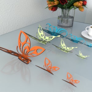 3Dバタフライ - 9個セット - SVG DXF Pdf Cdr Ai デジタルダウンロード（Glowforgeまたはレーザー用） - 物理的なアイテムではありません 1/8インチ素材のみ バタフライデコレーション