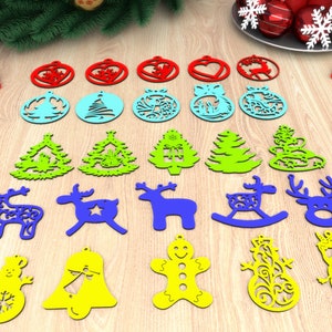 25 boules de Noël décorations d&#39;arbre artisanat suspendus boules de bois papier modèles d&#39;art Digita téléchargement SVG DXF CDR Pdf Ai bois découpé au laser Noël