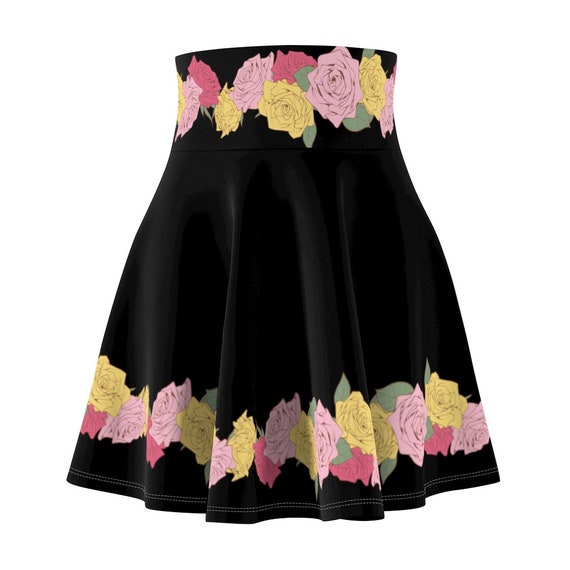 Black skater skirt floral hotsell