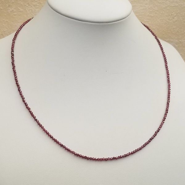 Gemstone necklace 47 cm zircon necklace - 2.2 mm faceted beads - necklace