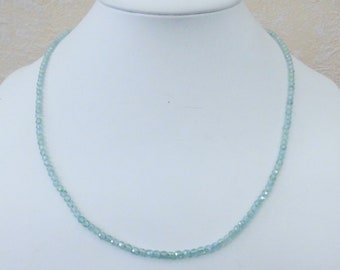 Edelsteinkette 45-47cm Apatit Halskette mit 3mm facettierten Perlen - Collier