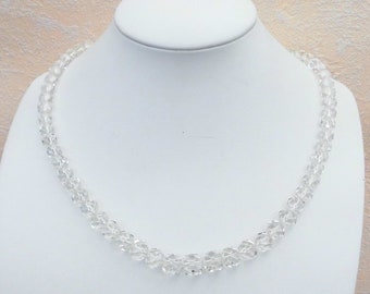 Herkimer Diamant 47-50 cm Ädelstenshalsband 6,5-9 mm Facettslipat Pärlhalsband – Bergkristall