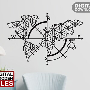 Mapa de la vida - Metal World Map Decor, archivos dxf svg cortados con láser pegatina grabado calcomanía silueta plantilla cnc corte enrutador vector digital