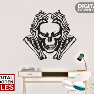 Fichiers svg, dxf, EPS, AI et PDF d'art mural de crâne réfléchi. fichier de coupe plasma, dxf d'art mural, fichiers découpés au laser, fichiers Glowforge, cerf panneau svg