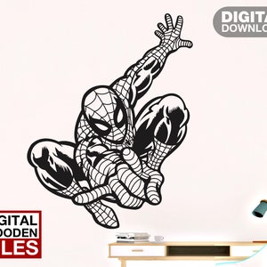 Spiderman Panel Kinderzimmer Laser geschnitten Datei DXF Vektor glowforge Datei Laser geschnitten Vorlage Laser Cdr Muster dxf Plan Schaltung svg Plan Silhouette