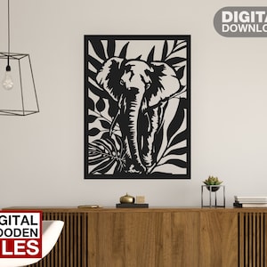 Moldura de elefante corte a laser arquivos svg dxf adesivo de parede gravura decalque silhueta modelo roteador de corte cnc vetor digital instand download
