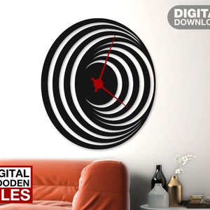 Spiral Wall Clock,  Geometric Clock, Laser Cut, Home Decor, Wall art, Clock Decorative, Digital Files, Dxf, Cdr, Pdf, Svg, Ai