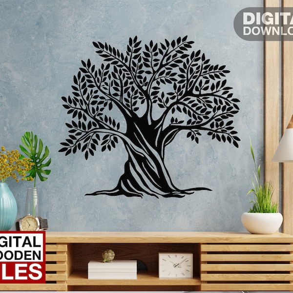 Tree of Life Art laser cut svg dxf files wall sticker engraving decal silhouette template cnc cutting router digital vector instand download