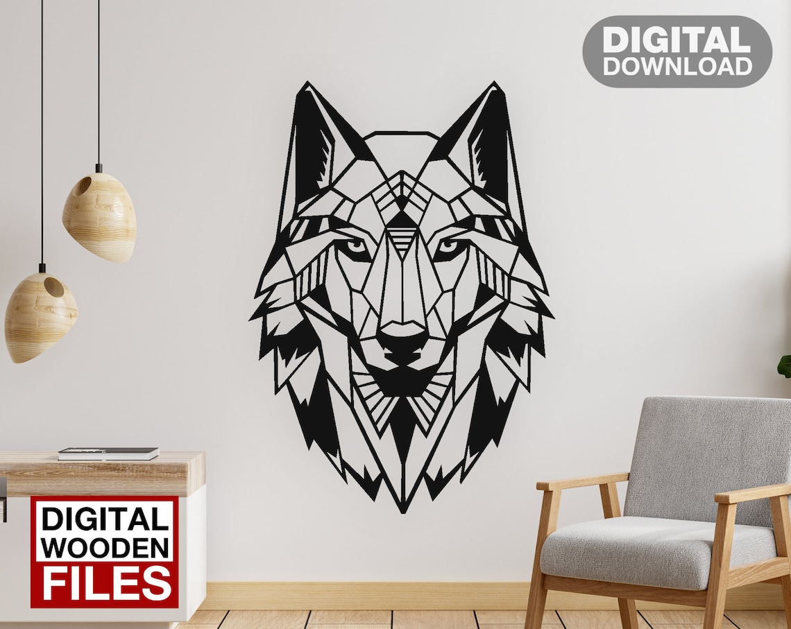 Wolf Line Art Laser Cut Svg Dxf Files Wall Sticker Engraving - Etsy