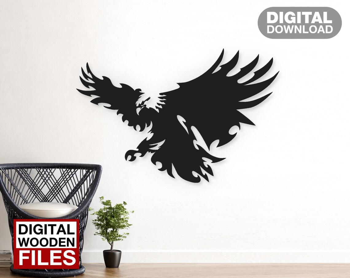 Flying Eagle Laser Cut Svg Dxf Files Wall Sticker Engraving - Etsy Canada