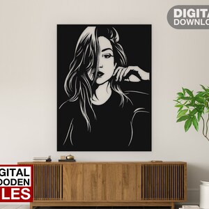Coole Mädchen Frau Laser geschnitten svg dxf Dateien Wandaufkleber Gravur Aufkleber Silhouette Vorlage cnc Zuschnitt Fräser digitale Vektor instand download