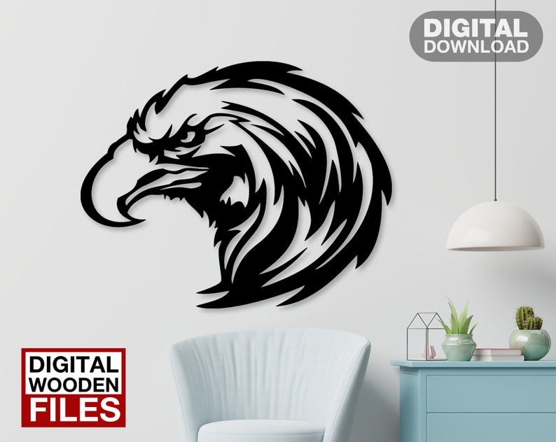 Angry Eagle Face Laser Cut Svg Dxf Files Wall Sticker - Etsy
