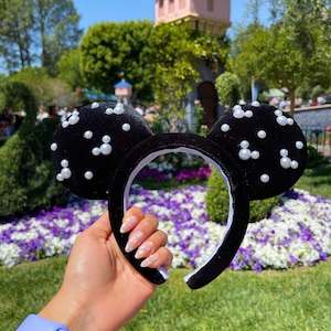 Black Velvet Mickey Pearl Padded Ears
