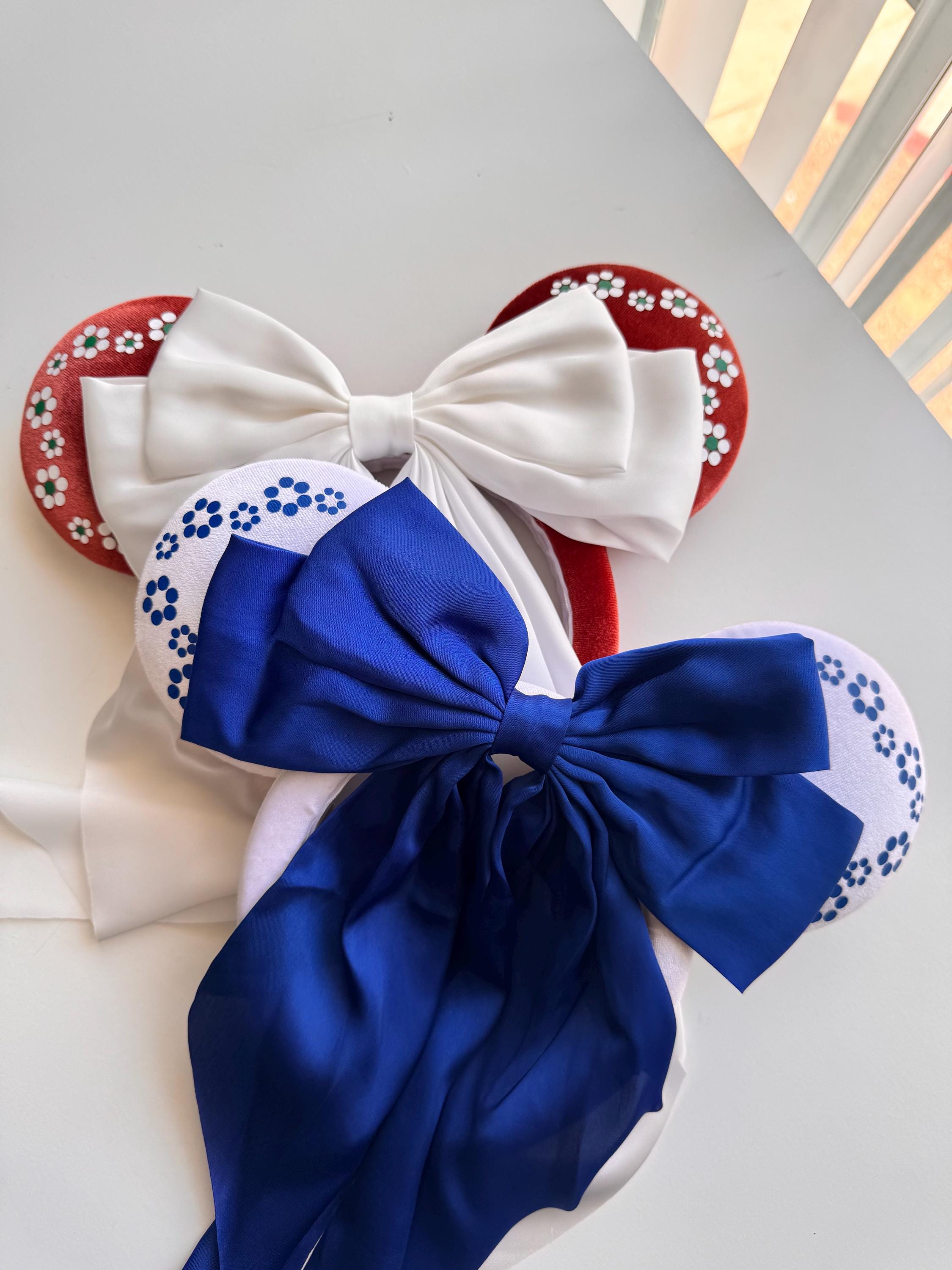 Talavera inspired Red and White Floral Minnie Ear Headband with Red Bow Minnie Mouse Inspired Hoop Ears/ Minnie Red Bow Ears/ Minnie  main image 3