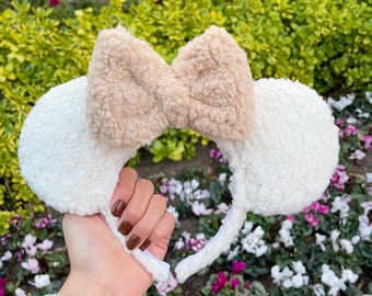 Ivory-Latte Sherpa Mouse Ears