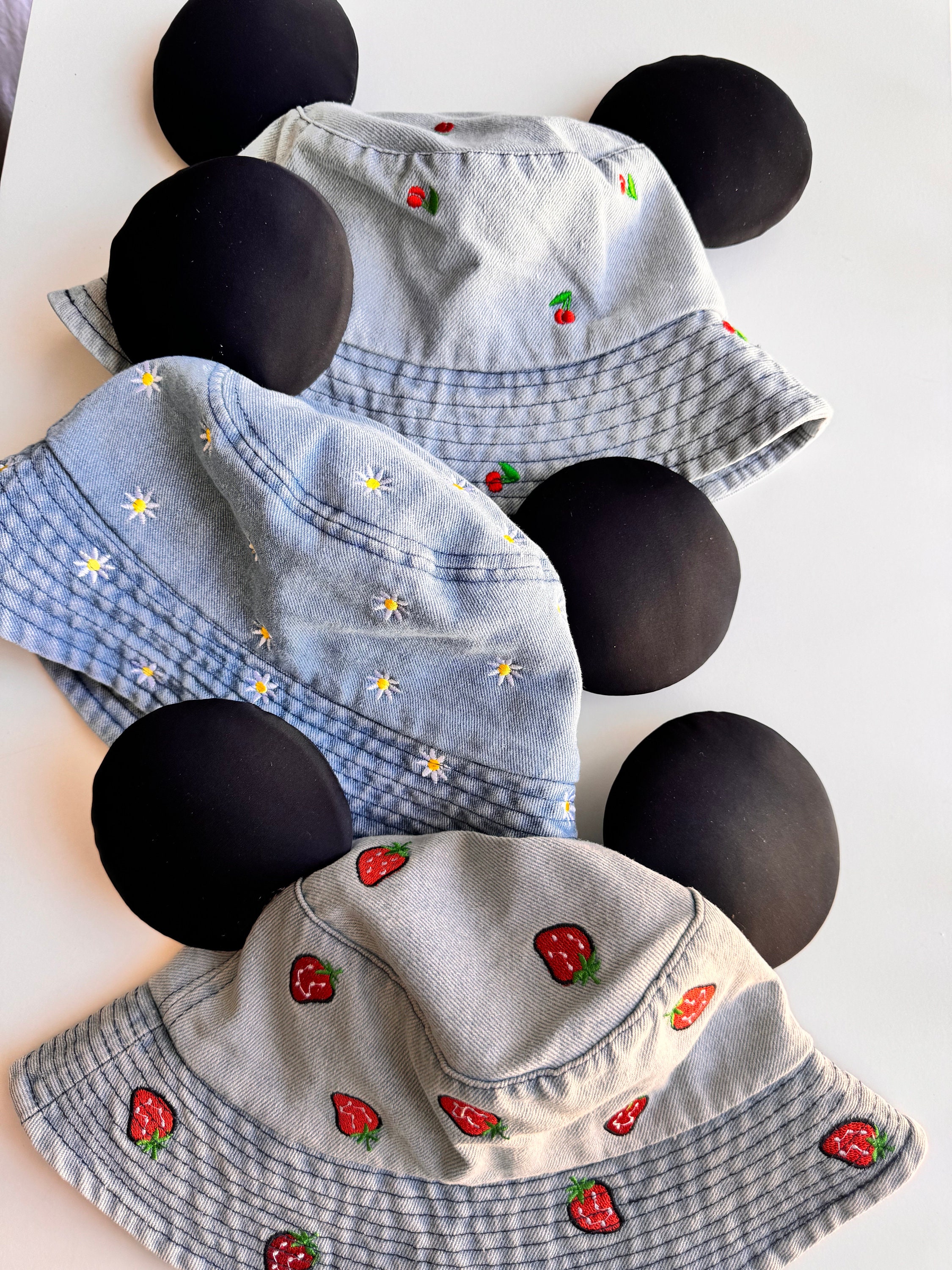 Denim Bucket Hats with minnie ears
