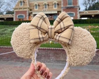 Latte Sherpa Flannel Jumbo Bow
