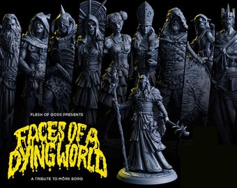 Mork Borg Faces of a Dying World - Goblins, Undead, Priests, Heroes - Wargaming RPG Miniature Skirmish Games Terrain FoG Flesh of Gods