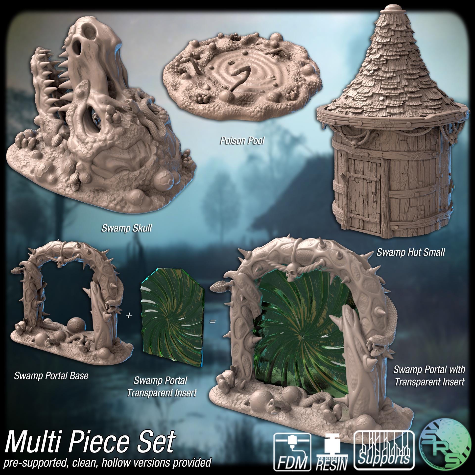 Poison Swamp Terrain - Logs, Trees, Docks, Bog, Skull, Pools, Huts, Hag ...