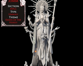 Milady of Grace | 35 mm Ohelig Prästinna Miniatyr | Resinmodell Krigsspel, RPG, Mork Borg, D&D, Grimdark, Mörk Fantasy Bordmodell, Mörk Klerik