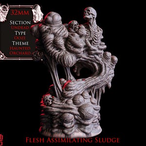 Flesh Assimilating Sludge | 32mm Horrific Undead Ooze | Resin Model for Wargaming, RPG, Mork Borg, D&D, Grimdark, Dark Fantasy, skull, slime