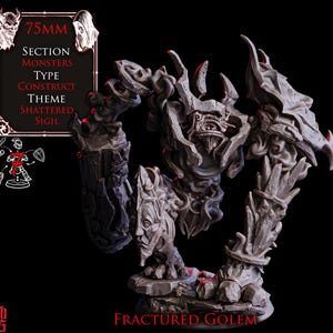 Gólem Fracturado / Miniatura de Monstruo de 75 mm / Modelo de Resina para Wargaming, RPG, Mork Borg, D&D, Grimdark, Fantasía Oscura, Vacío, Invocado