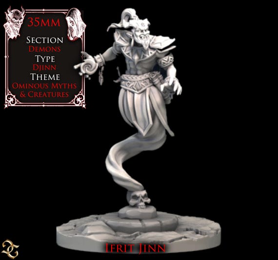Ifrit Jinn | 35mm Fire Djinn Miniature | Resin Model Wargaming