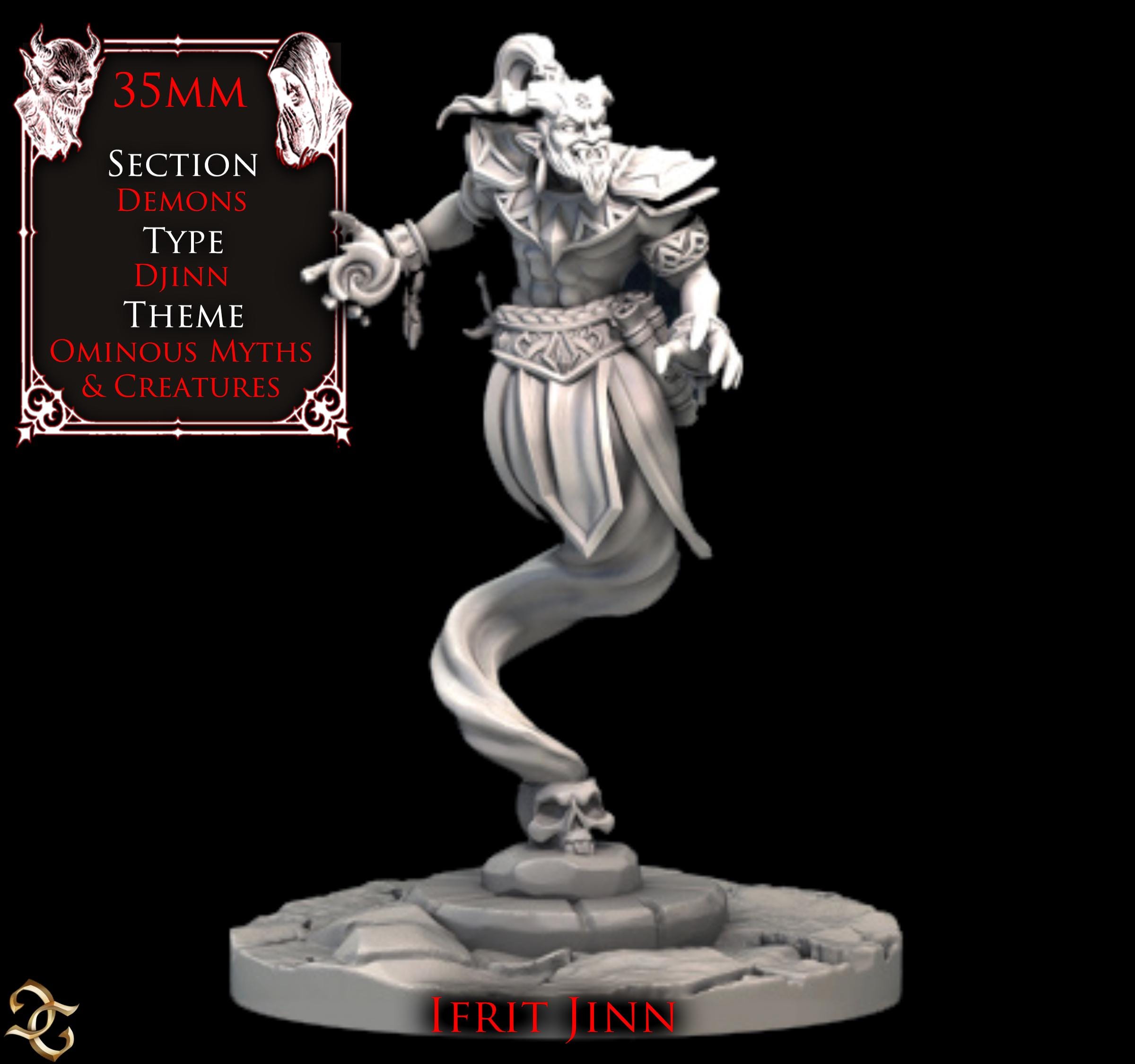 Ifrit Jinn | 35mm Fire Djinn Miniature | Resin Model Wargaming