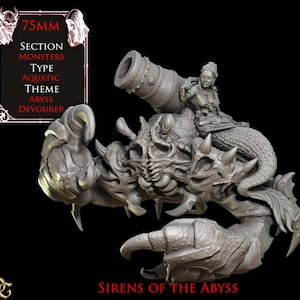 Sirens of the Abyss | 75mm Aquatic Monster Crab with Siren | Resin Model Wargaming, RPG, Mork Borg, D&D, Grimdark, Dark Fantasy Tabletop