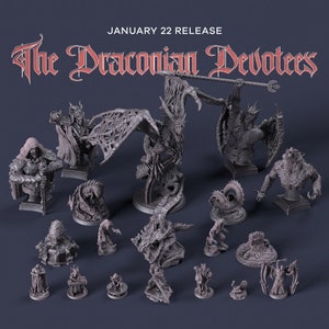 Drakoniska anhängare - Dracolich, riddare, skurk, lärjunge, drake, varulvar - Krigsspel RPG Miniature Skirmish Games FoG Flesh of Gods