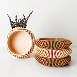 Mid-Century Modern Coaster - 3D Printed Stackable Drink Coasters - Matte Beige and Brown Finish