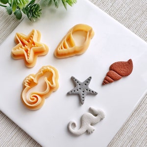 Sea Life Summer Clay Cutter Set of 3, Seashell, Starfish, Seahorse Summer Polymer Clay Cutter Set, Cookie & Fondant Cutter